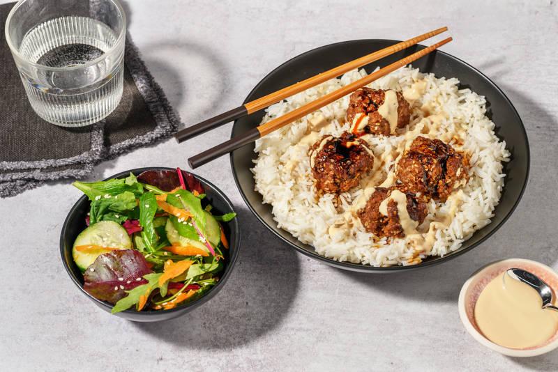 Boulettes de bœuf dorées sauce teriyaki