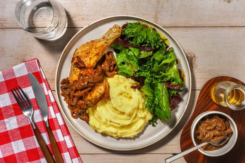 Cuisse de poulet & aligot au cantal AOP