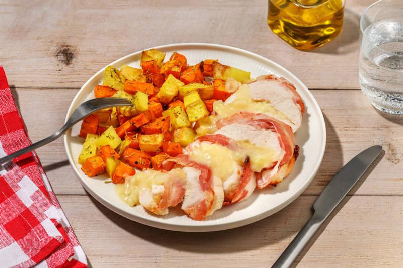 Poulet en manteau de lard & gouda