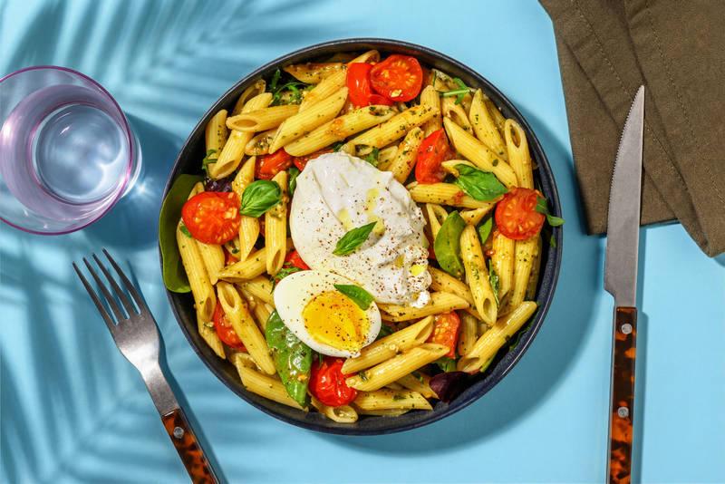La Puglia : fusilli complets, burrata & basilic