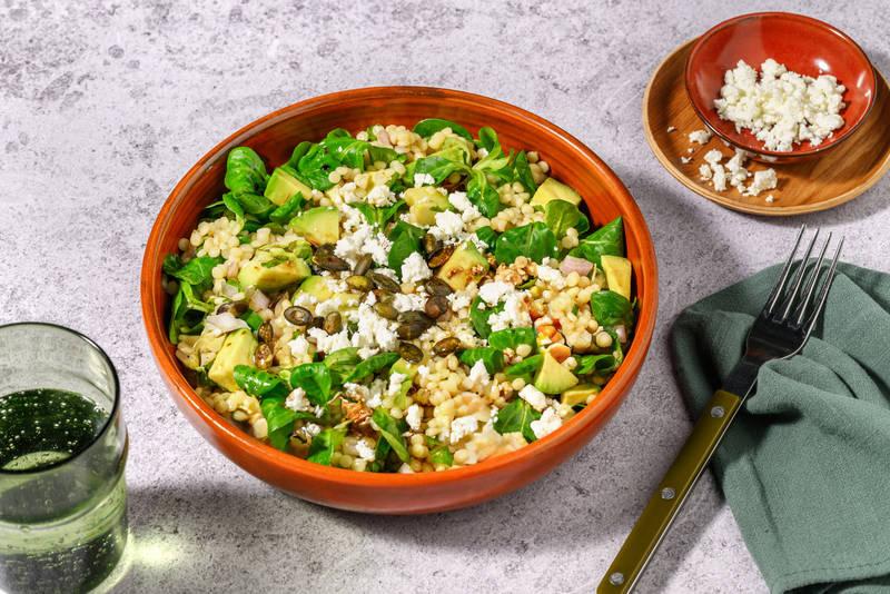Salade couscous perlé, feta AOP & avocat