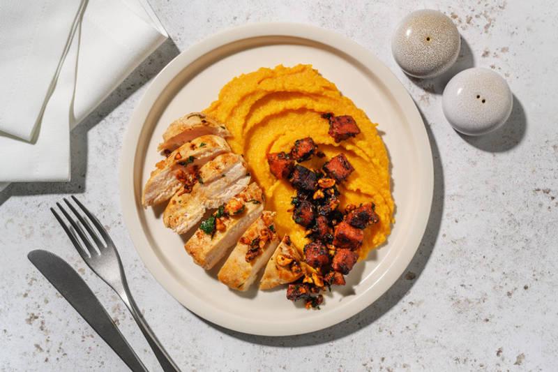 Dinde grillé, chorizo & purée panais-carotte