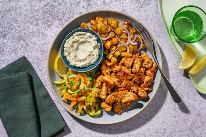 Assiette shawarma poulet Label Rouge & labneh