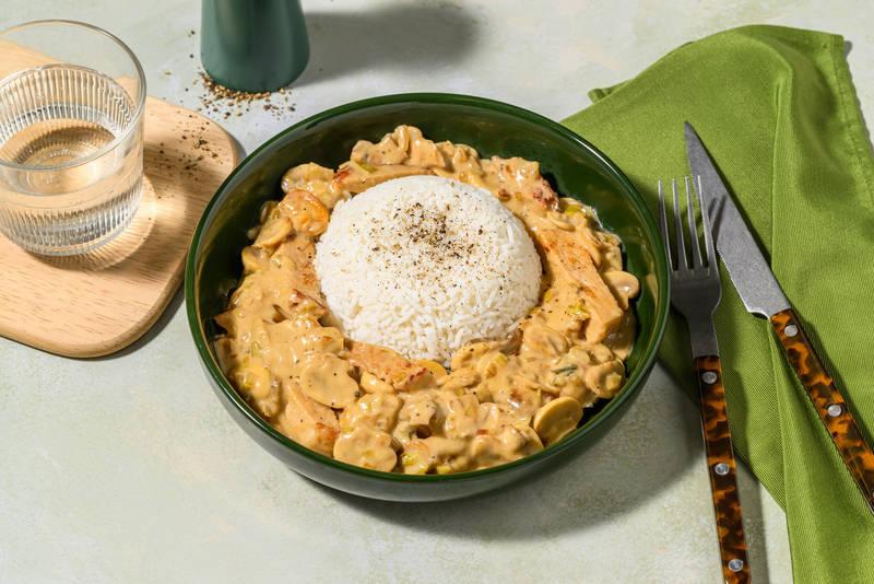 Porc sauce moutarde & champignons de Paris