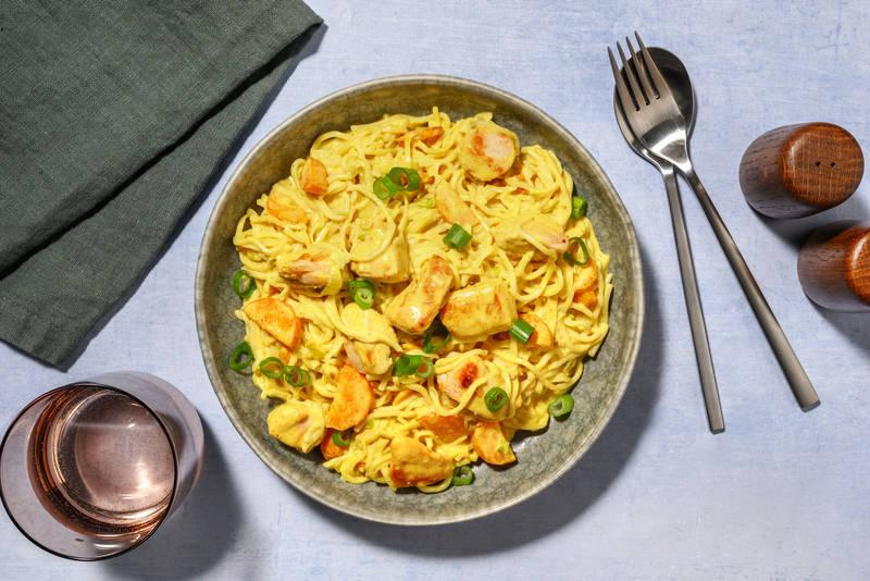 Wok de nouilles & dinde au curry-coco