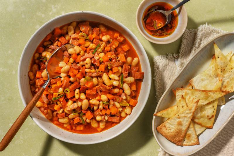Soupe au chorizo, haricots blancs & paprika