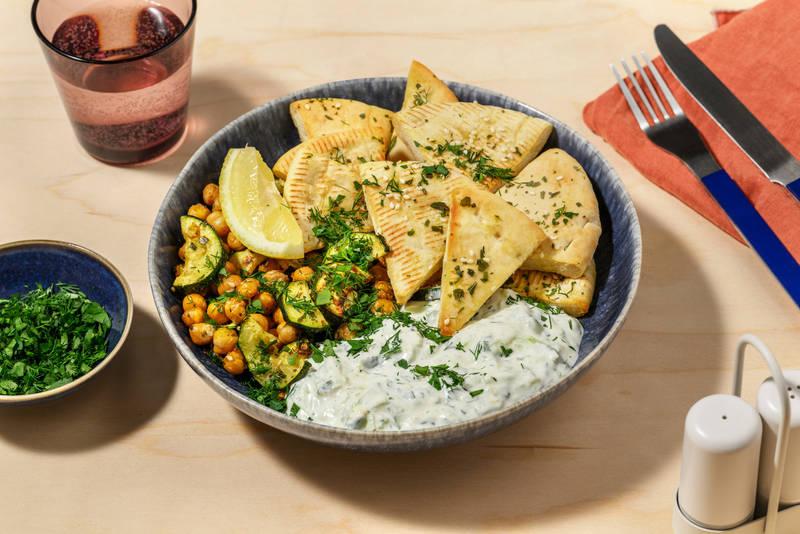 Bowl de courgettes grillées au zaatar & tzatziki