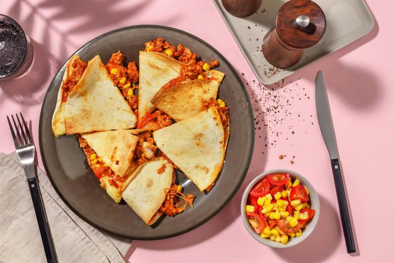 Quesadillas au bœuf haché & cheddar râpé