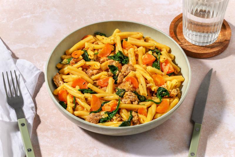One pot pasta : crème & porc haché