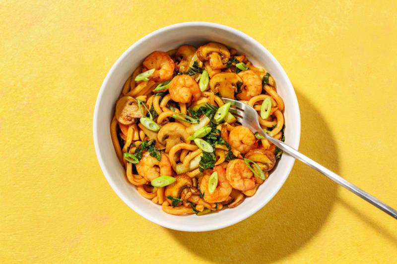 Nouilles udon crevettes & champignons