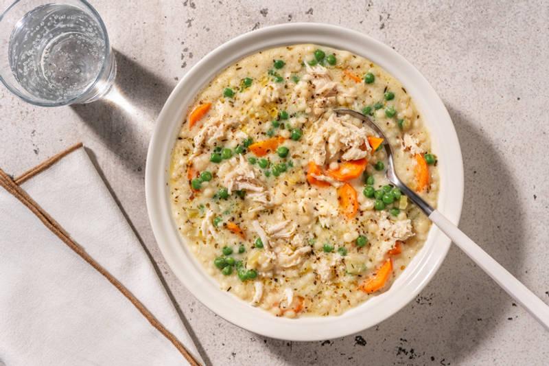 Soupe réconfortante au poulet & couscous perlé