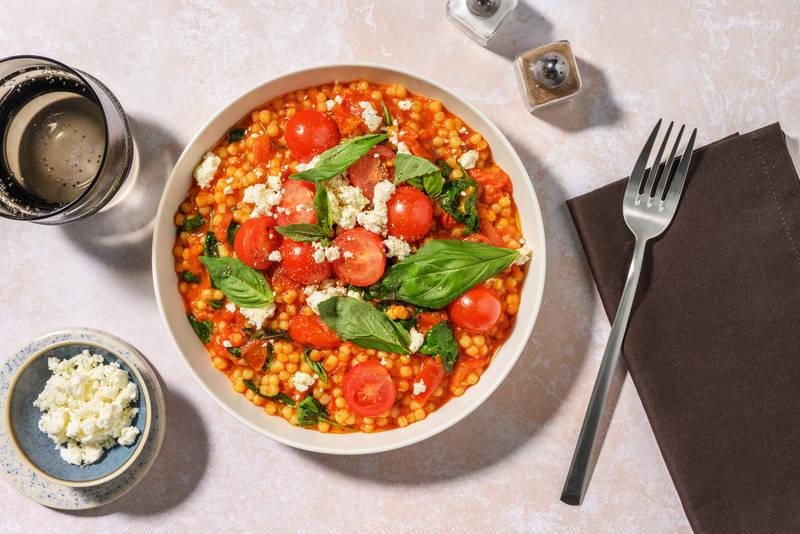 Risotto couscous perlé, fromage frais & basilic