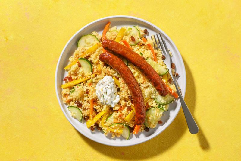 Merguez de bœuf flash & semoule à la harissa