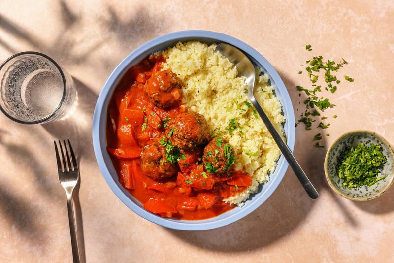 Tajine de kefta au bœuf & semoule complète