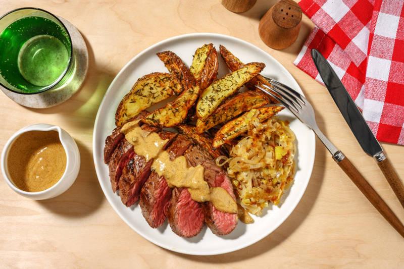 Bavette & sauce au poivre façon bouillon