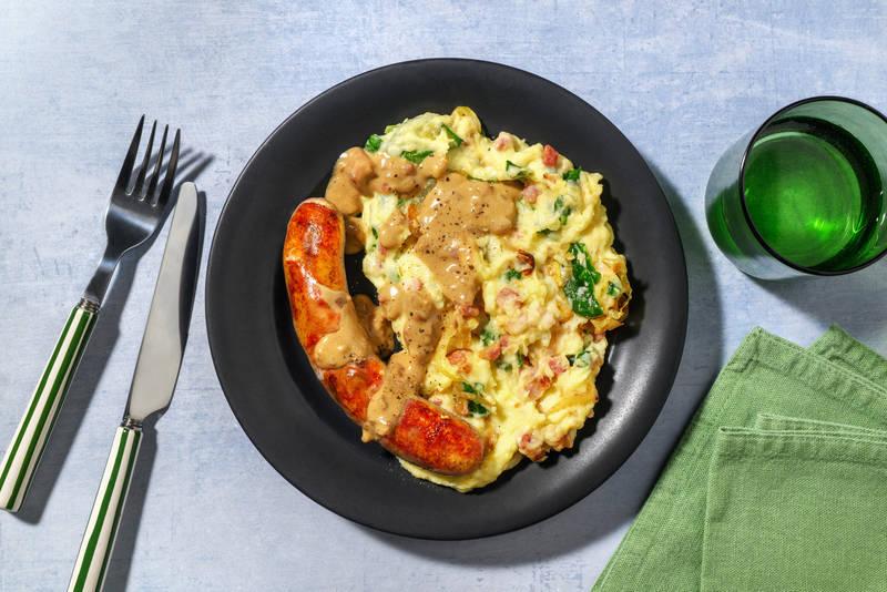 Bangers & Colcannon aux lardons à l'irlandaise