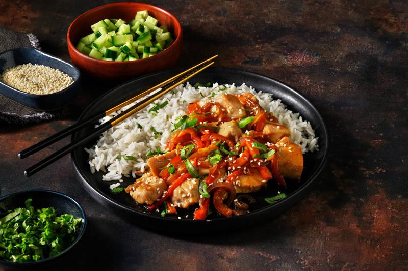 Stir-Fry de canard, poivron & sésame
