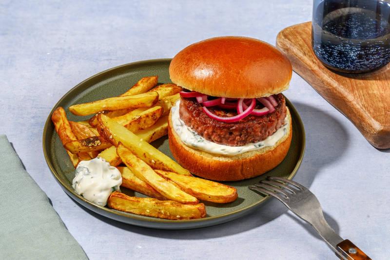 Burger au steak végétal, zaatar & aïoli persillé