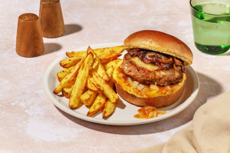 Burger au steak végétal, chutney & gouda