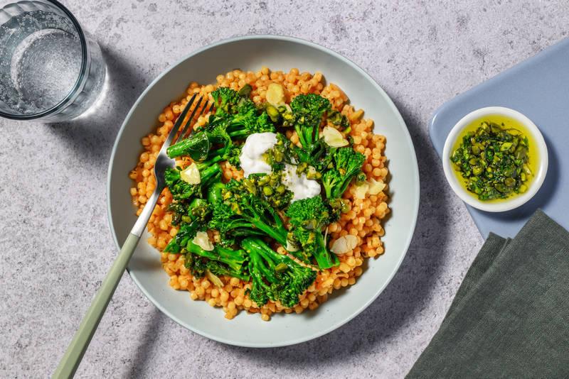 Bowl de broccolini braisés & labneh