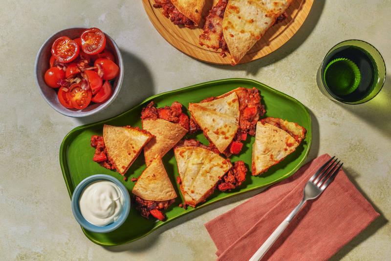 Quesadillas au haché végétal & salsa de tomates