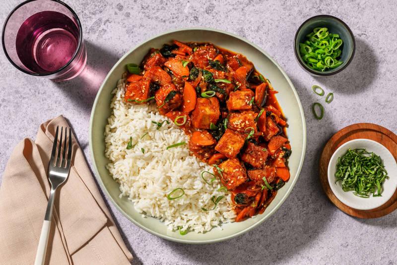Pad Krapow : tofu pimenté au basilic thaï & riz