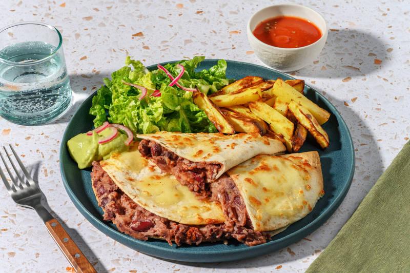 Cheesy quesadillas haricots & cheddar
