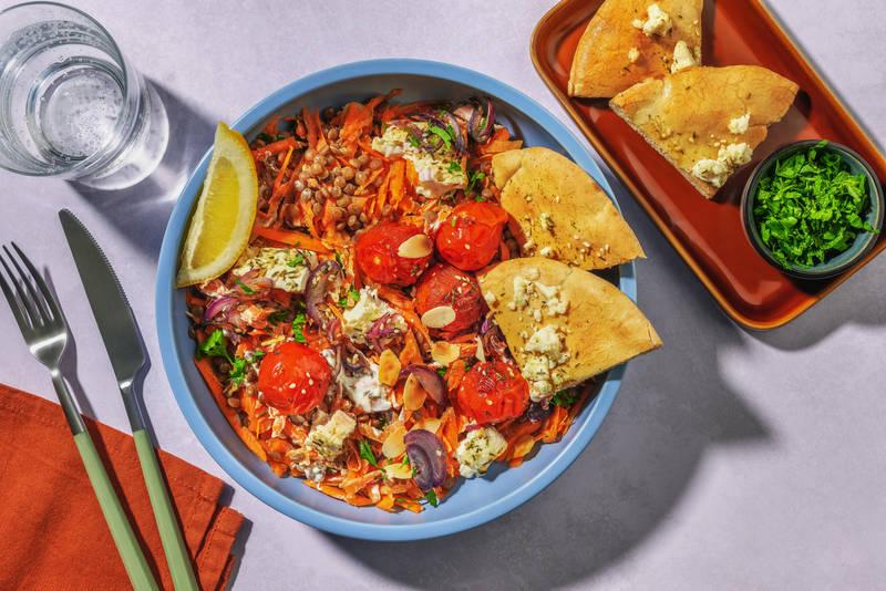 Salade de lentilles & tomates rôties au zaatar