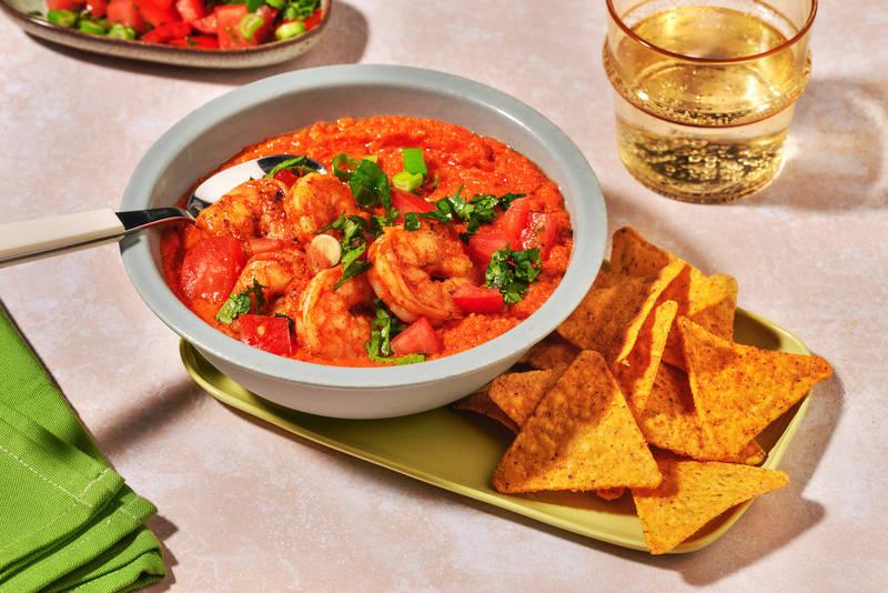 Soupe froide poivron chipotle & crevettes