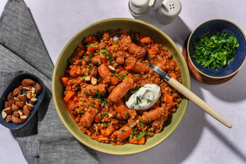 Merguez grillées & lentilles vertes aux épices