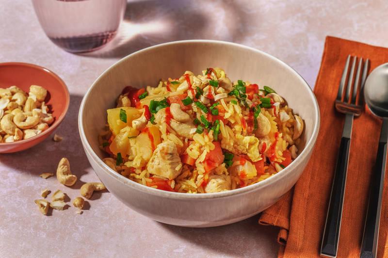 Khao Pad Sapparod : riz frit au poulet & ananas