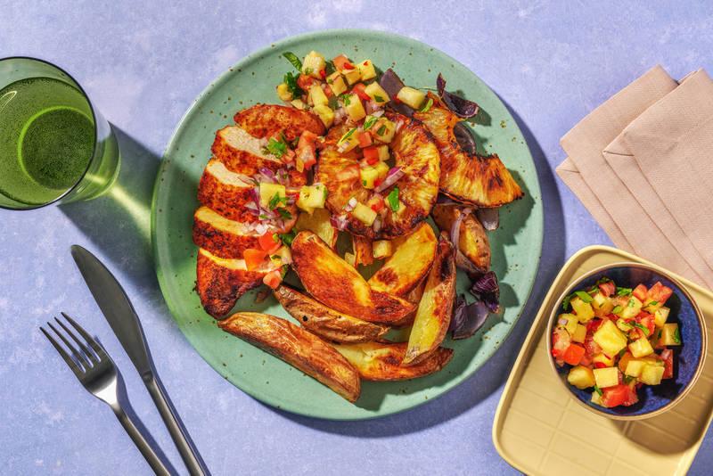 Poulet grillé, tomates & salsa d'ananas