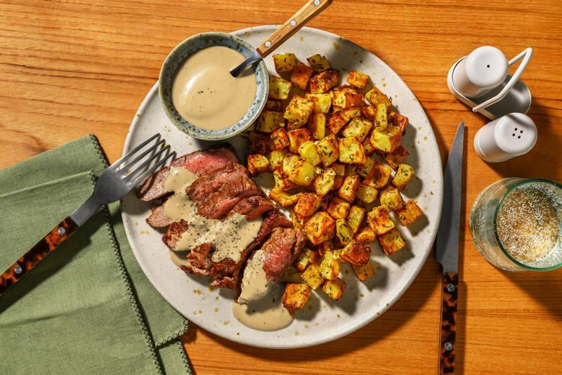Pavé de bœuf sauce gourmande au bleu