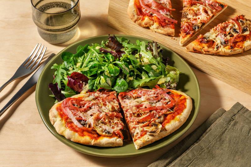 Pizza naan Regina : prosciutto & champignons