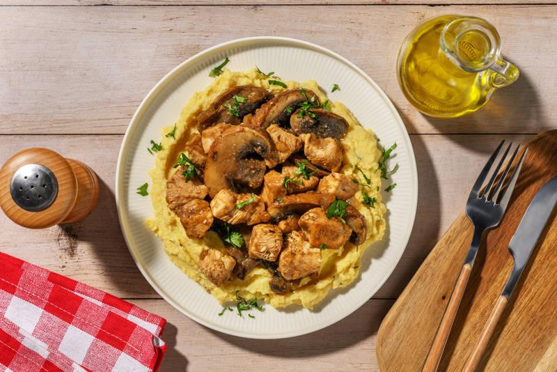 Poulet poêlé au pesto de champis du chef