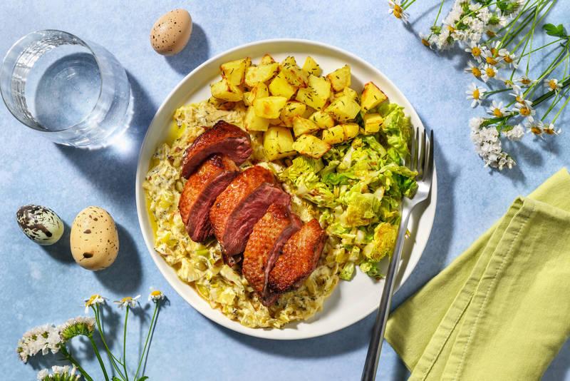 Canard grillé & pomme de terre au thym
