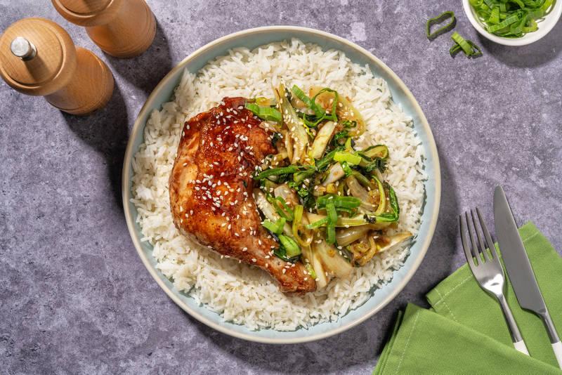 Cuisse de poulet Label Rouge laqué & pak choï