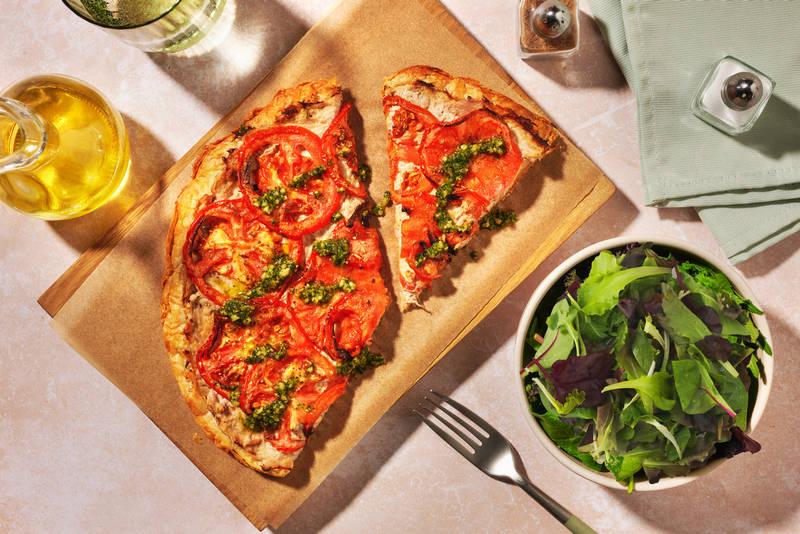 Tarte fine thon, tomates & crème de basilic