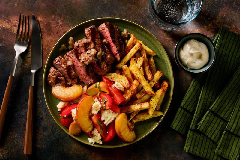 Bavette de bœuf aux échalotes confites & frites