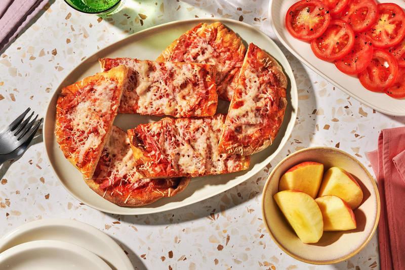 Menu enfant : pizza naan au jambon & fromage