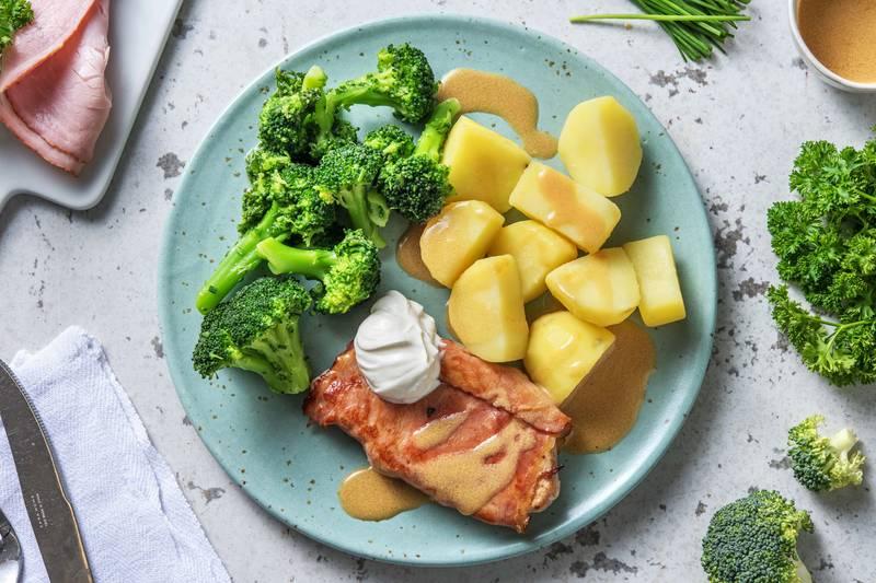 Filet de porc aux brocolis et beurre aux herbes