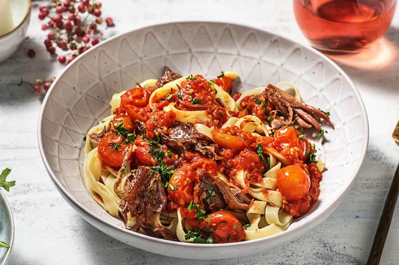 Linguine au ragù de canard confit